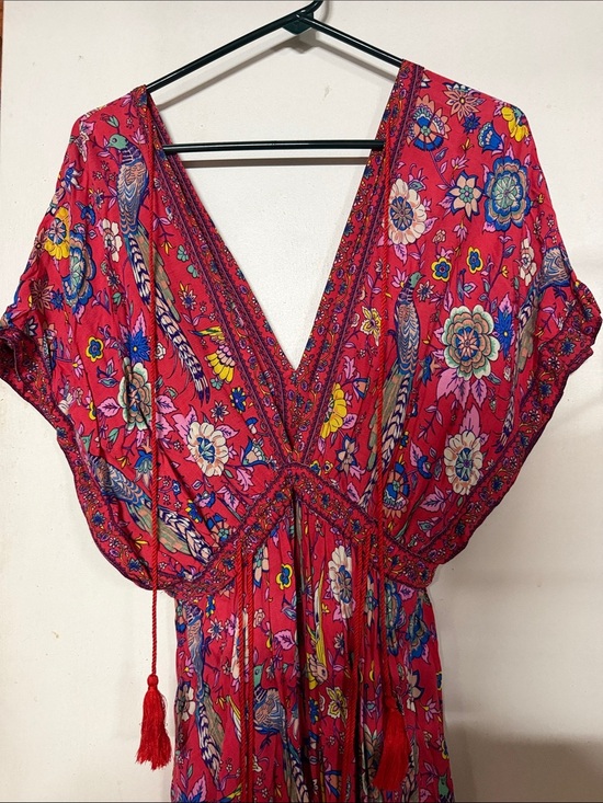 Vivimos Dresses & Skirts - Red Floral Boho V-Neck Maxi Dress